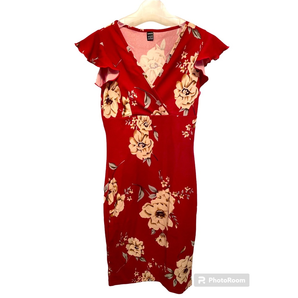 Shien Red Floral Dress - medium fits small/medium NWOT